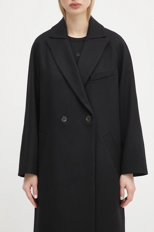 A.P.C. palton de lână Manteau Flora negru WOAJS.F01541