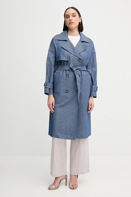 Sisley płaszcz jeansowy bez kaptura niebieski 2UHULN05R