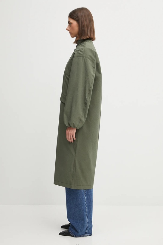 Kabát GANNI Tech Seersucker Oversized Shell F9717 zelená SS25
