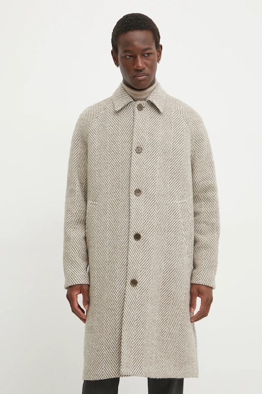 Μάλλινο παλτό Les Deux μαλλί μπεζ LDM620087