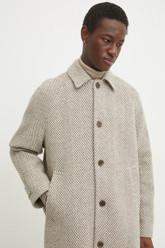 Μάλλινο παλτό Les Deux μπεζ LDM620087