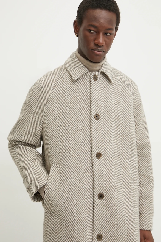 Μάλλινο παλτό Les Deux LDM620087 μπεζ