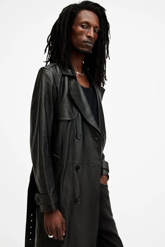 Kožený kabát AllSaints NEO M005LB černá SS25