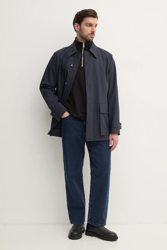 Bunda s prímesou vlny BOSS 50535782 tmavomodrá SS25