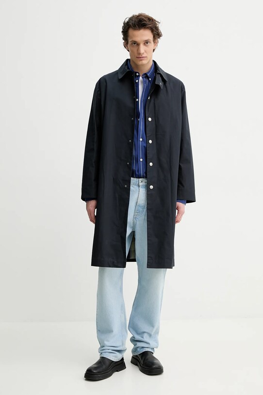 A.P.C. płaszcz bawełniany mac arthur COERC.H01535 granatowy SS25