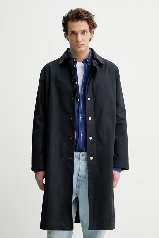 A.P.C. płaszcz bawełniany mac arthur granatowy COERC.H01535