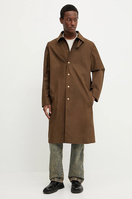 A.P.C. płaszcz bawełniany mac arthur nieocieplane brązowy COERC.H01535