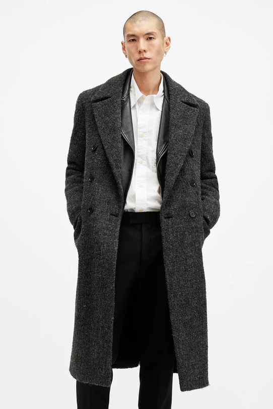 AllSaints płaszcz wełniany ADLER M068OB szary SS25