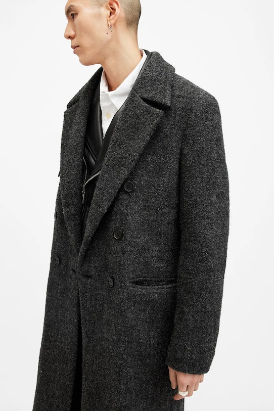 Odzież AllSaints płaszcz wełniany ADLER M068OB szary