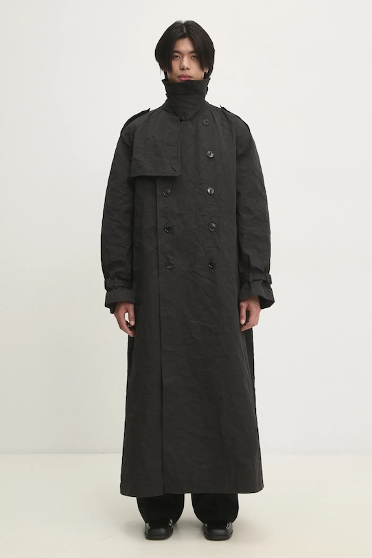 Clothing VETEMENTS trench coat Metalized Wrinkled Trenchcoat UA66CO100B black