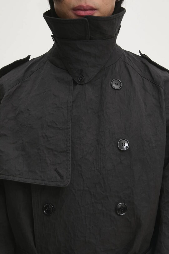 VETEMENTS trench coat Metalized Wrinkled Trenchcoat UA66CO100B black