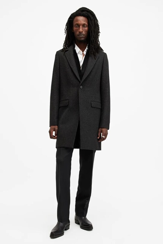 AllSaints płaszcz z domieszką wełny WIXX pozostałe czarny M064OB