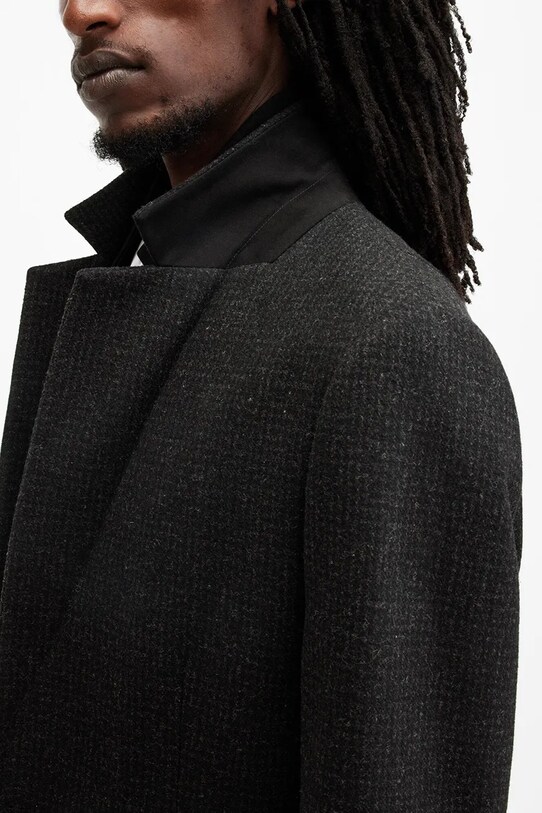 Odzież AllSaints płaszcz z domieszką wełny WIXX M064OB czarny