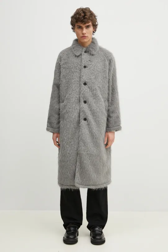 MKI MIYUKI ZOKU cappotto Faux Alpaca Car Coat non isolato grigio FAUX.ALPACA.CAR.COAT.LI