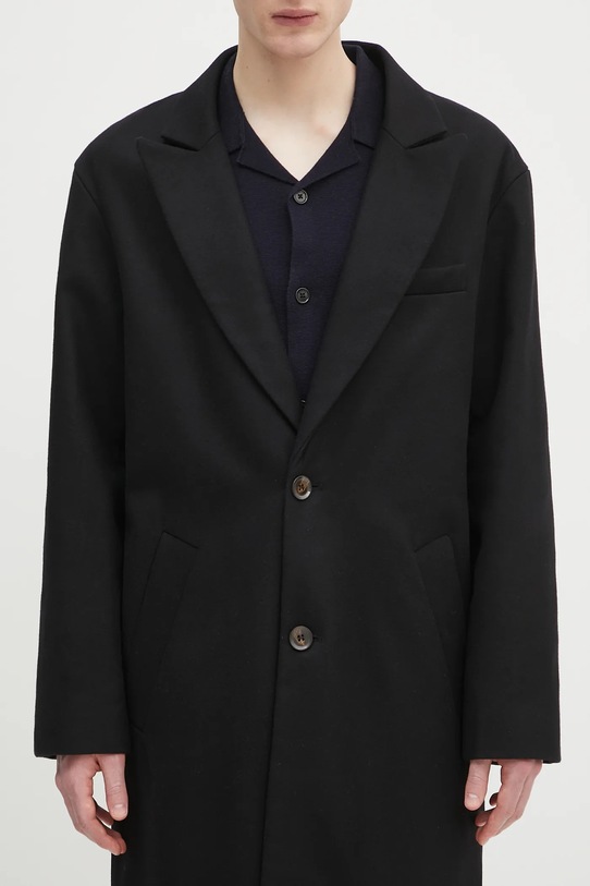 A.P.C. płaszcz wełniany Manteau Charles czarny WOAJS.H01543