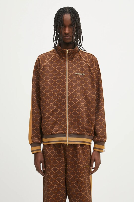 Μπλούζα A Bathing Ape College Monogram Logo Relaxed Fit Track εμπριμέ καφέ 1L30115309