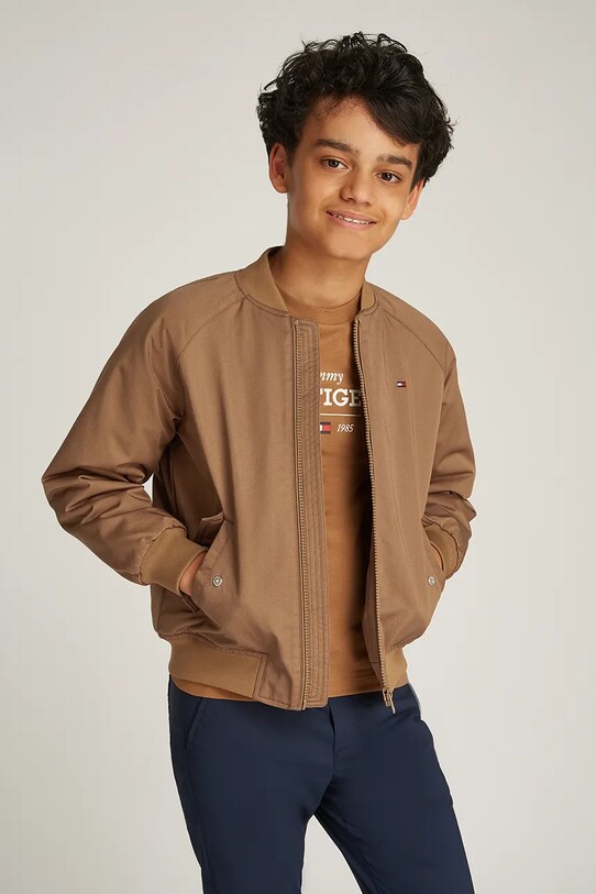 Детская куртка-бомбер Tommy Hilfiger с подкладкой коричневый KB0KB09363.PPYA
