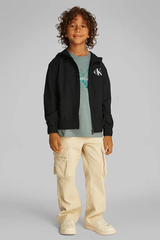 Dětská bunda Calvin Klein Jeans přechodné černá IB0IB02500.128.176.PPYA