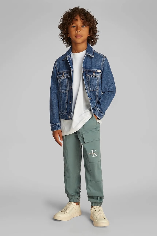 Dječja traper jakna Calvin Klein Jeans za prijelazno razdoblje plava IB0IB02505.PPYA