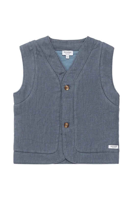 Detská ľanová vesta Donsje Larsel Linen Gilet Groom 4096401.98.128 modrá SS25