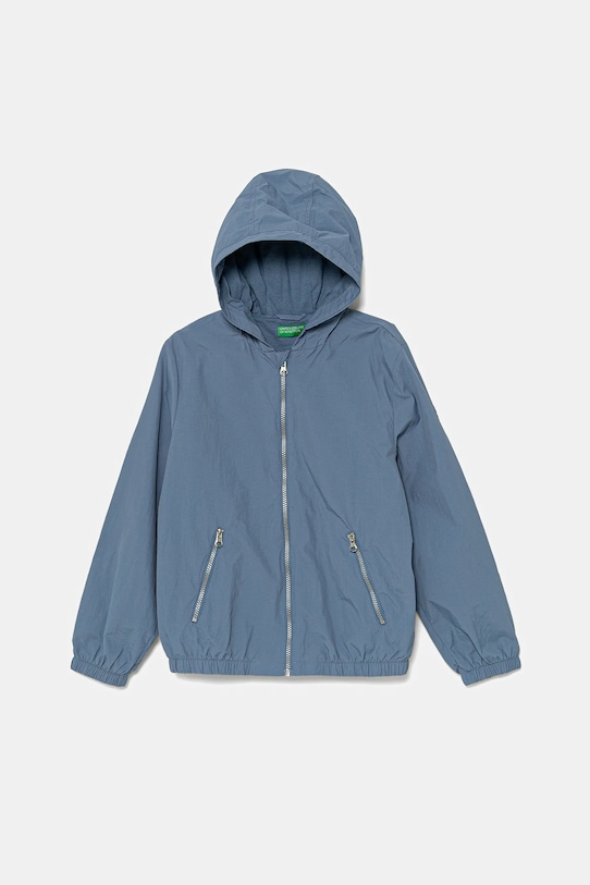 Детская куртка United Colors of Benetton с капюшоном голубой 2IGGCN05Z.G.Seasonal