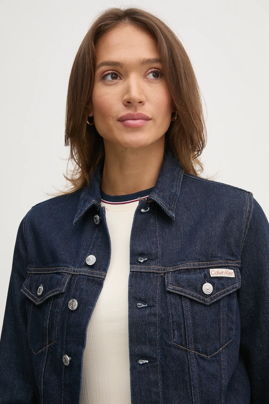 Rifľová bunda Calvin Klein Jeans tmavomodrá J20J225066