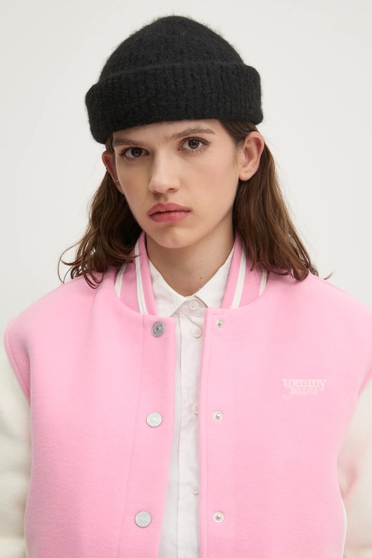 Tommy Jeans jachetă bomber din amestec de lână roz DW0DW19320