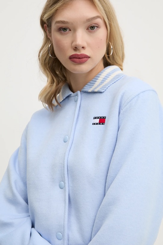 Tommy Jeans geaca din amestec de lana albastru DW0DW20165