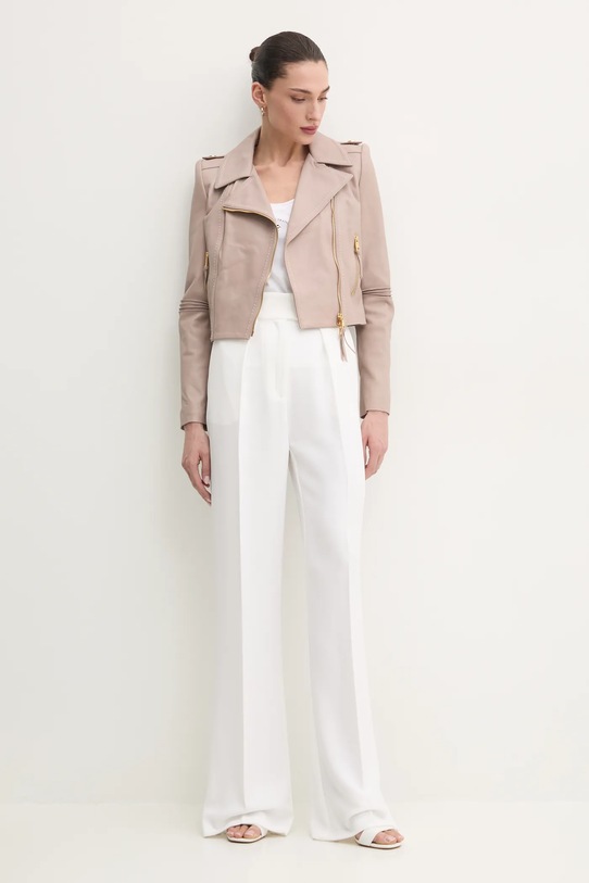 Elisabetta Franchi giacca da motociclista GD47Z51E2 marrone SS25