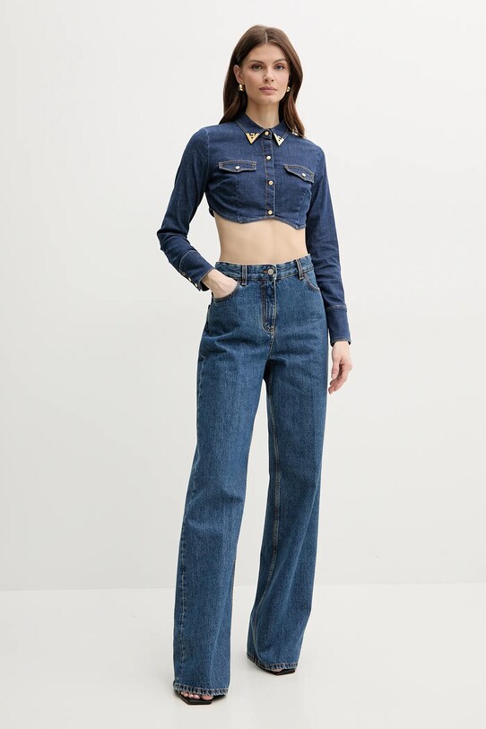 Elisabetta Franchi koszula jeansowa CJ34D51E2 niebieski SS25
