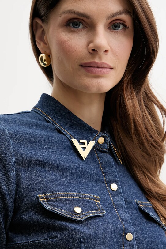 Elisabetta Franchi cămașă jeans albastru CJ34D51E2
