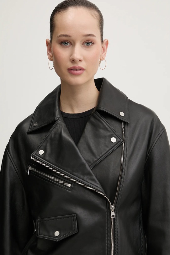 Шкіряна куртка HUGO 50533803 чорний