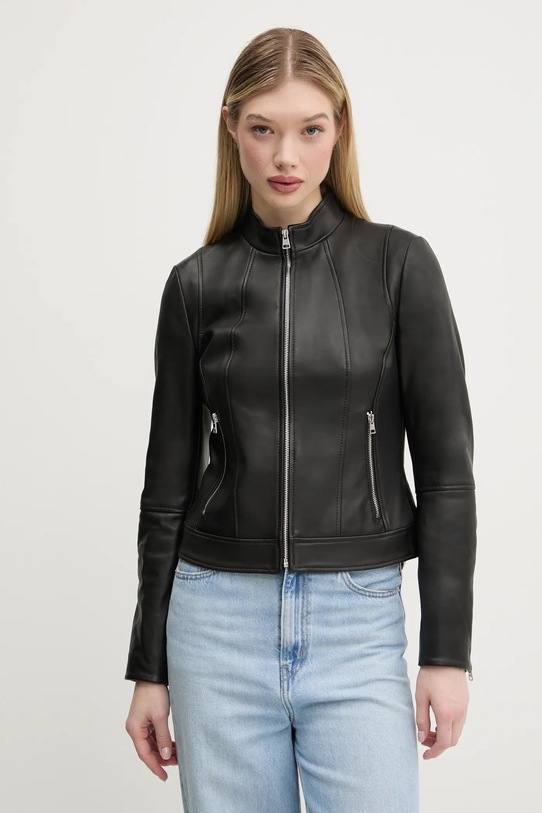 HUGO geaca de piele cu captuseala negru 50534435