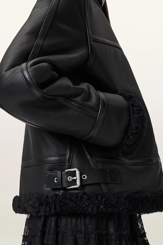 Odzież AllSaints kurtka skórzana LOREL W069LB czarny