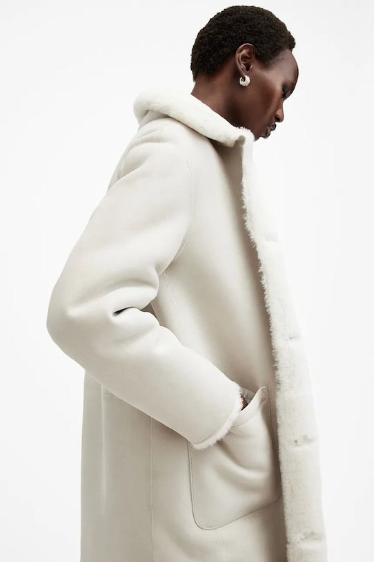 AllSaints palton cu doua fete SERRA W119LB alb SS25