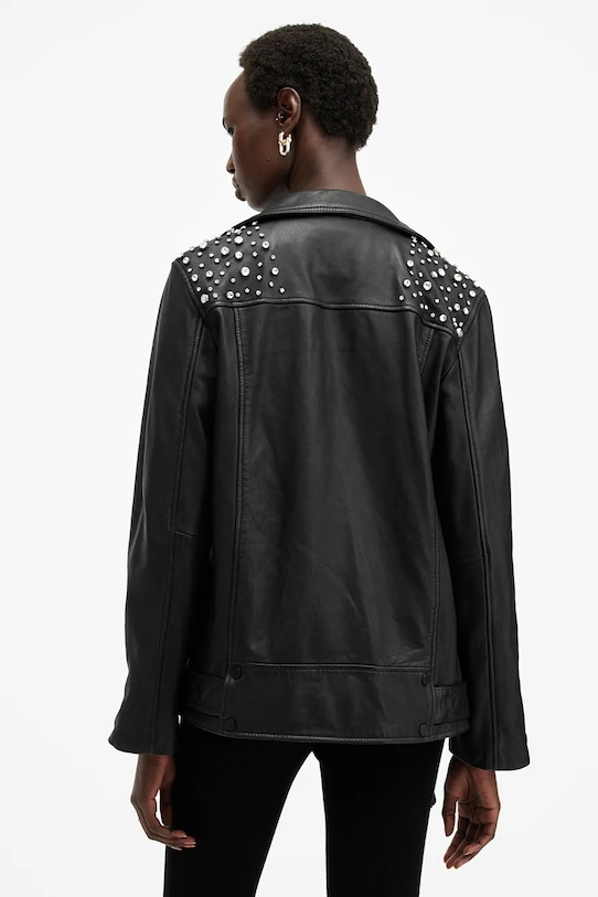 AllSaints geaca de piele BILLIE EMB W137LB negru SS25