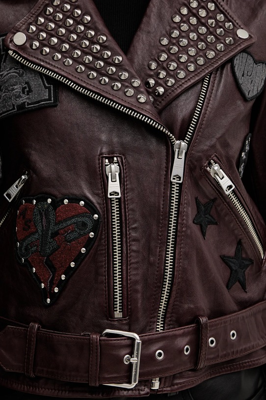 Δερμάτινo jacket AllSaints COLLEGE W138LB μπορντό