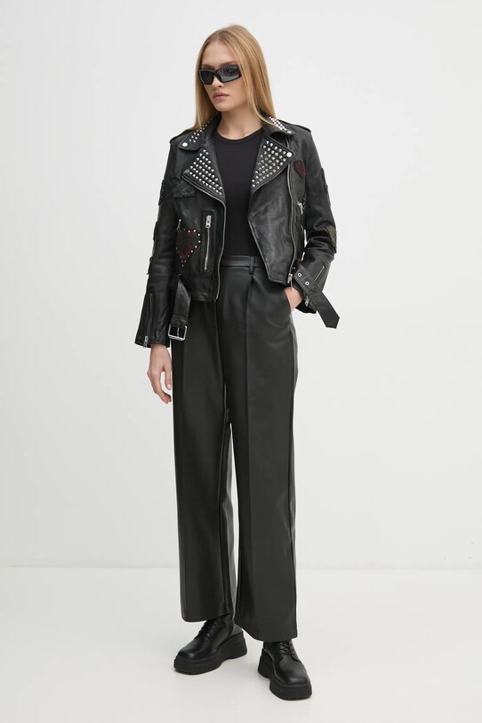 Шкіряна куртка AllSaints COLLEGE W138LB чорний SS25