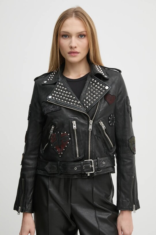 Кожено яке AllSaints COLLEGE черен W138LB