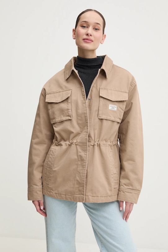 Guess Jeans jachetă de bumbac cu captuseala bej W5RL40.WGYN1