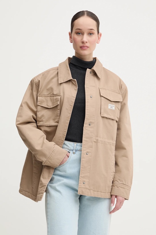 Guess Jeans jachetă de bumbac bej W5RL40.WGYN1