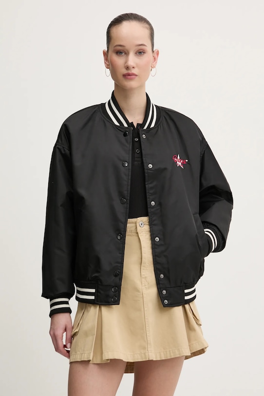 Guess Jeans kurtka bomber bez kaptura czarny W5RL43.WHAA2