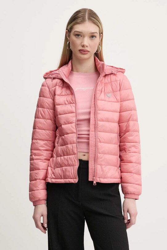 Куртка Guess Jeans с капюшоном розовый W5RL99.WHAB2