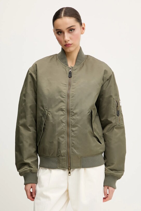 Guess Jeans kurtka bomber bez kaptura zielony W5RL81.WHAA2
