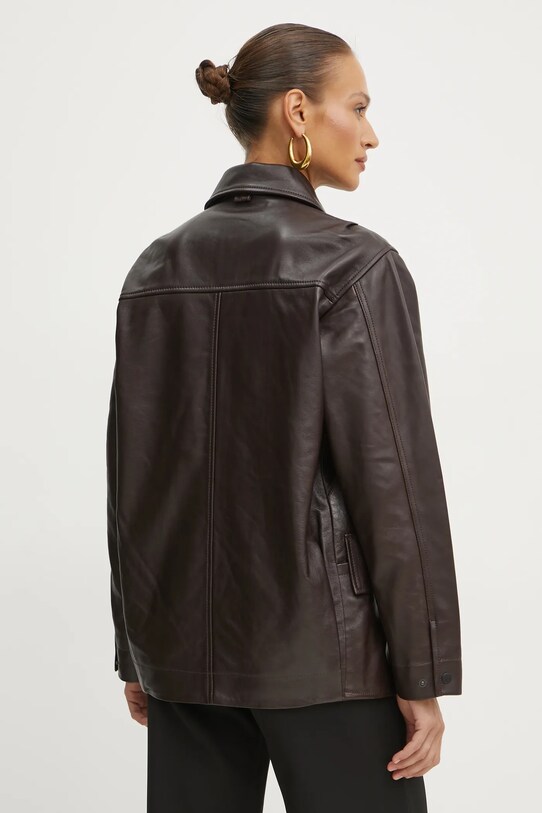 Odzież Victoria Beckham kurtka skórzana 1125LJK006091A brązowy