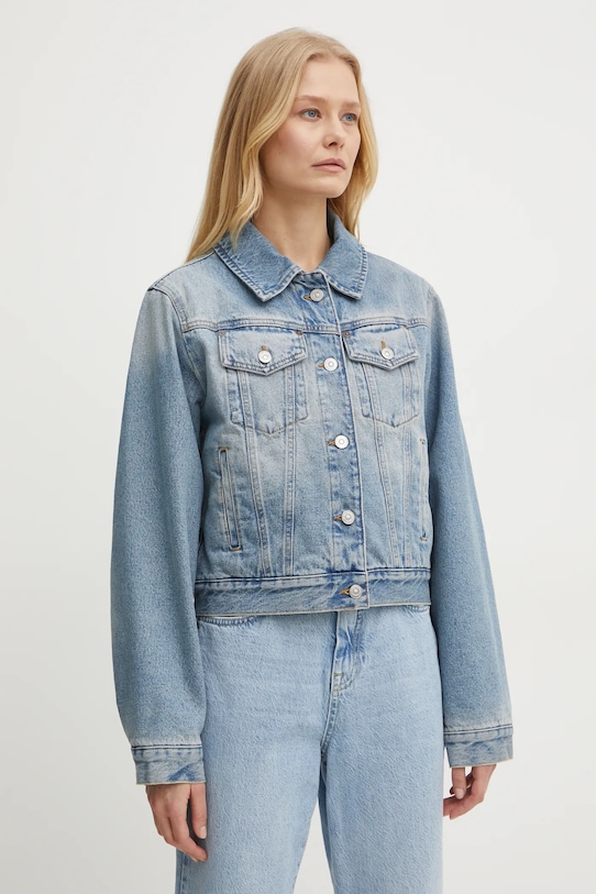 Victoria Beckham kurtka jeansowa niebieski 1125DJK006006A