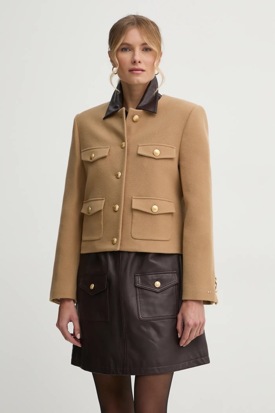 Tommy Hilfiger gyapjú dzseki nem szigetelt barna WW0WW43754