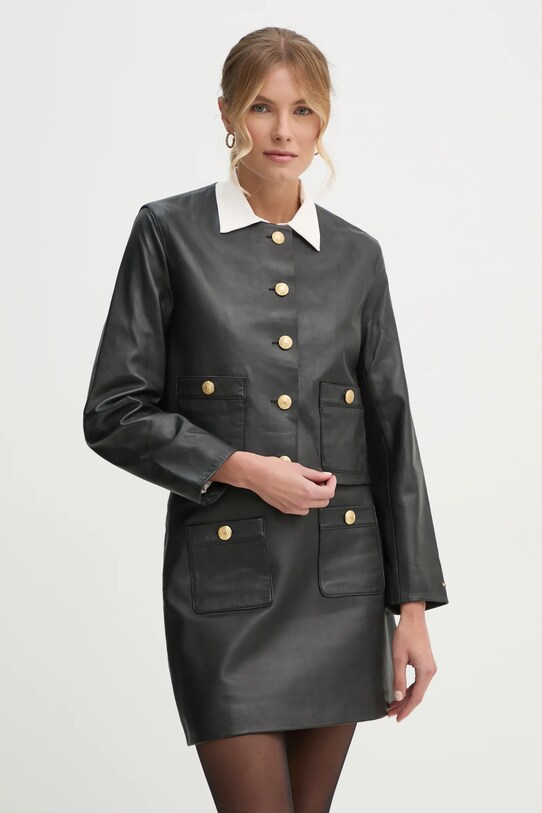 Tommy Hilfiger kurtka skórzana nieocieplane czarny WW0WW43781