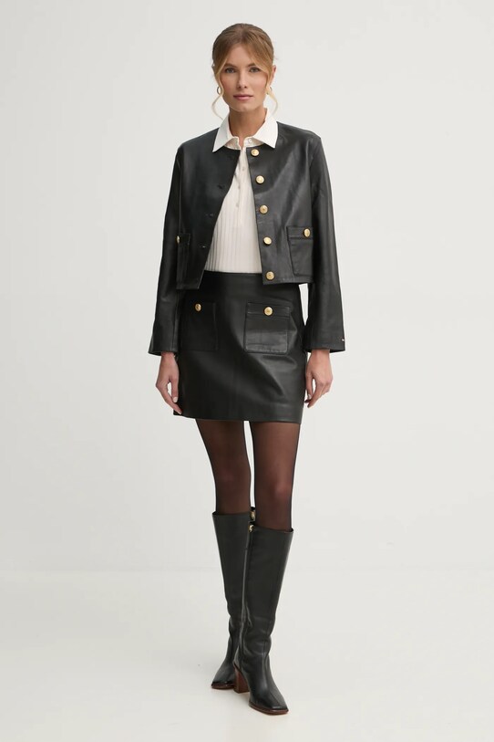 Tommy Hilfiger kurtka skórzana WW0WW43781 czarny SS25