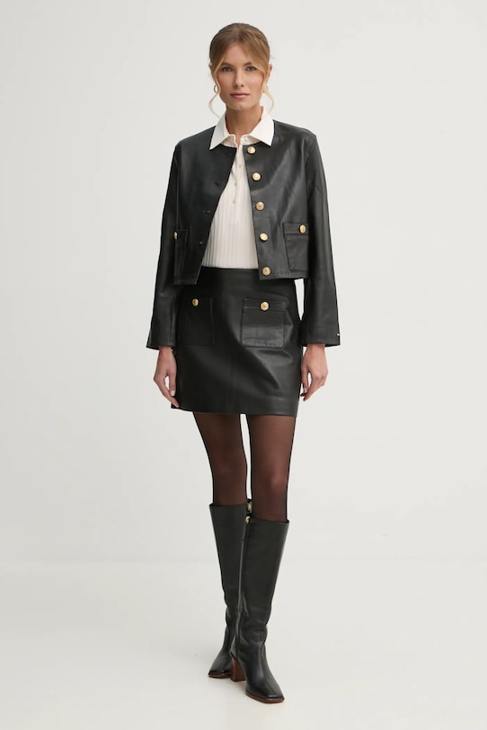 Tommy Hilfiger kurtka skórzana WW0WW43781 czarny SS25